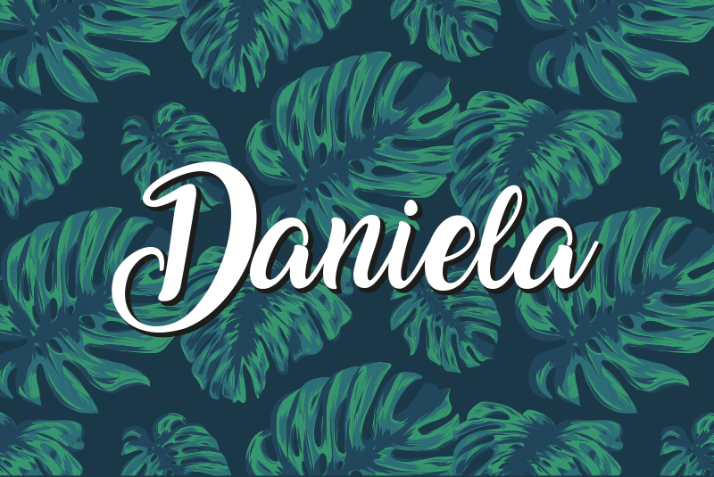 Tropical leaves with name teen vinyl carpet - TenStickers