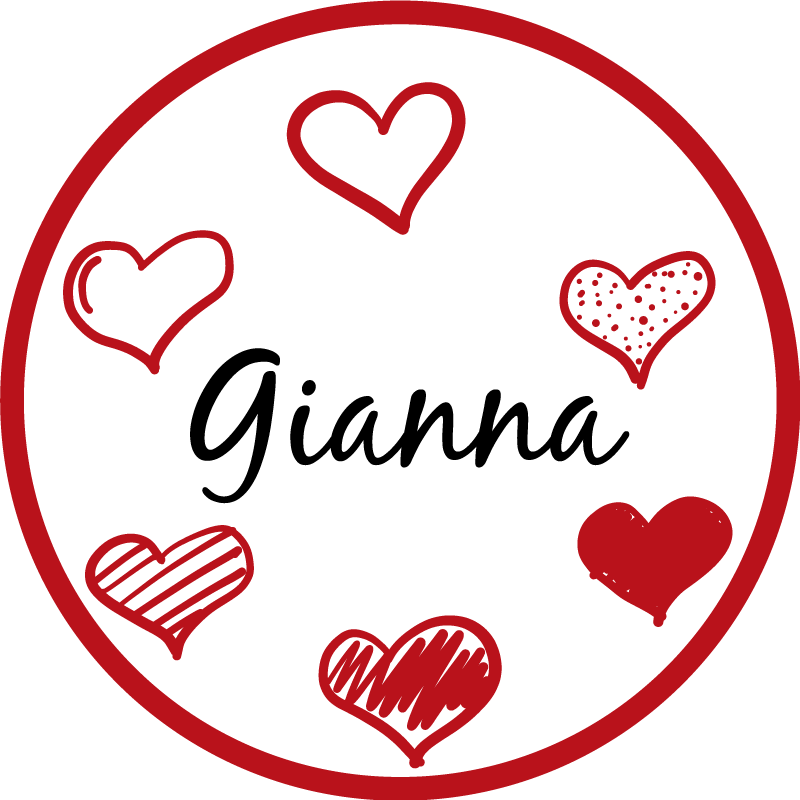 Red hearts and name teen vinyl carpet - TenStickers