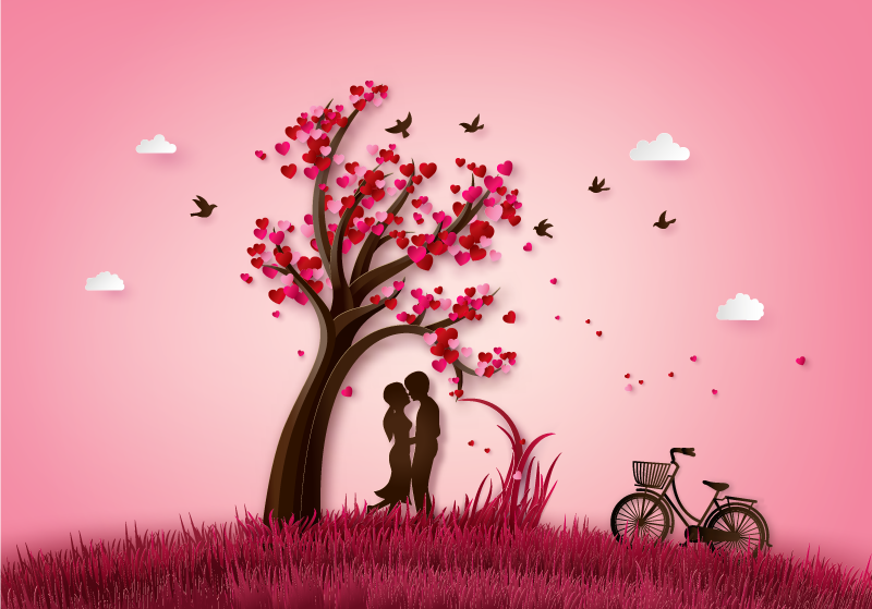 Romantic Tree Scene floral vinyl carpet - TenStickers