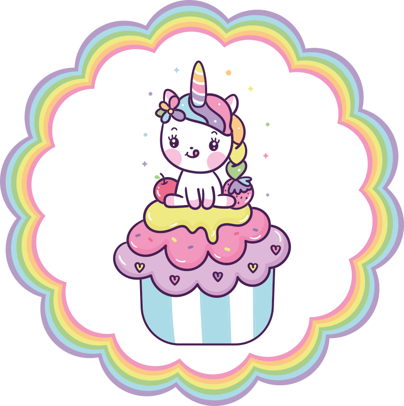 Unicorn in a cupcake kids vinyl carpet - TenStickers
