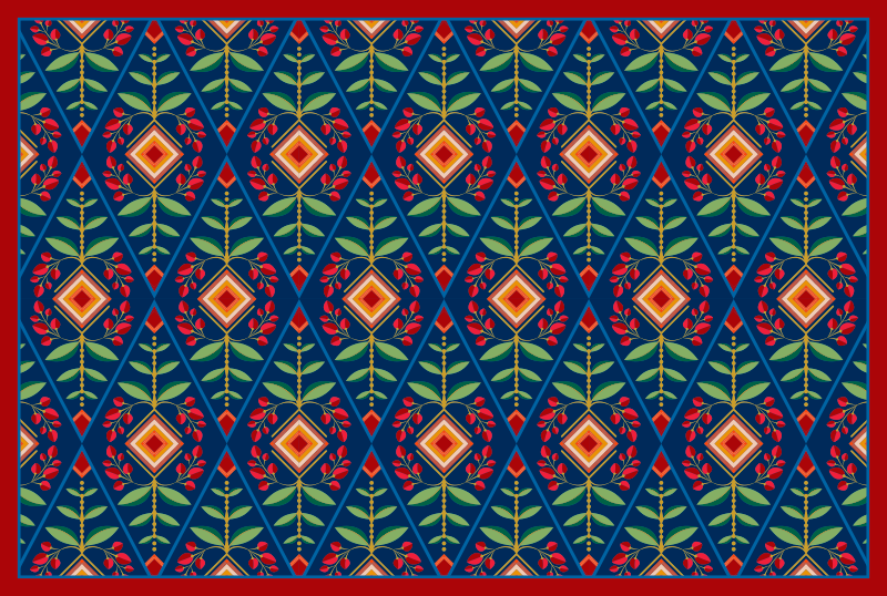 Geometric vinyl carpet with botanical design - TenStickers