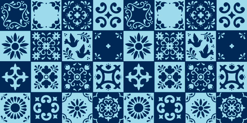 Blue mosaic tile vinyl carpet - TenStickers