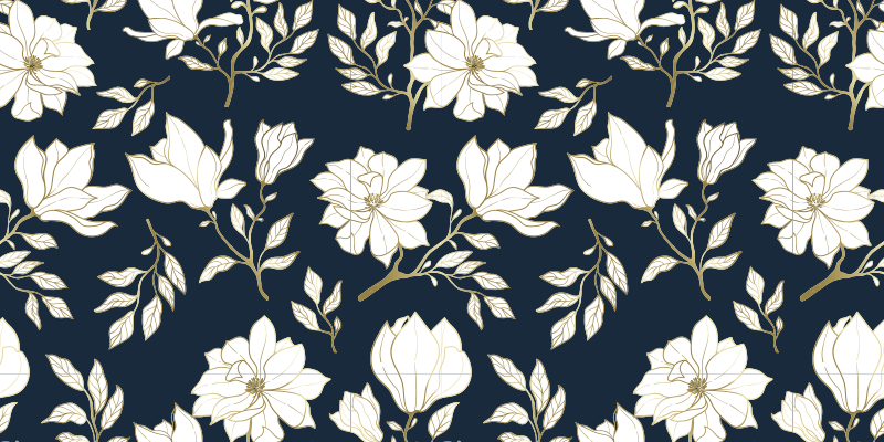 Elegant Magnolia Blooms living room vinyl carpet - TenStickers