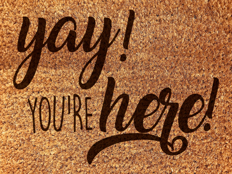 Warm welcome phrase entrance hall vinyl carpet - TenStickers