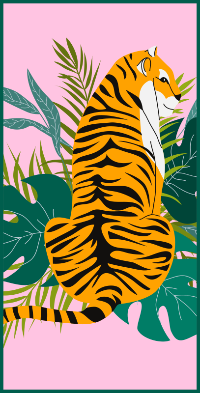Tropical tiger scene animal vinyl carpet - TenStickers