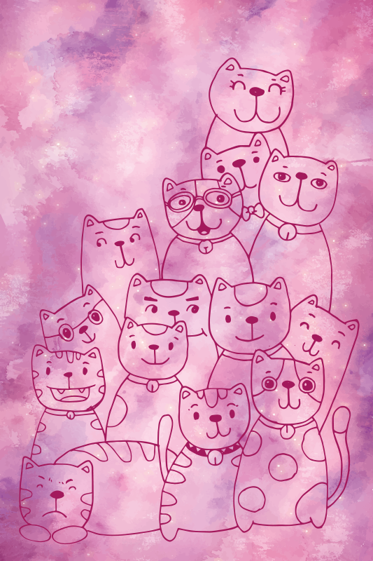 PLAYFUL CAT GATHERING kids vinyl carpet - TenStickers