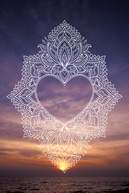 Hearted elegant design mandala vinyl carpet - TenStickers