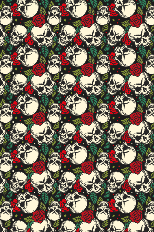 Skull rose pattern halloween vinyl carpet - TenStickers