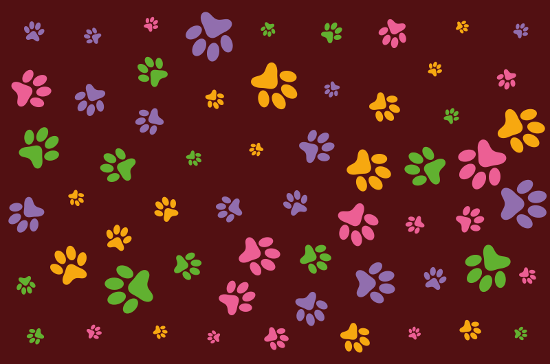 Colorful Paw Patterns animal print vinyl carpet - TenStickers