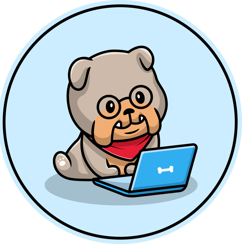 Puppy with computer animal vinyl carpet - TenStickers