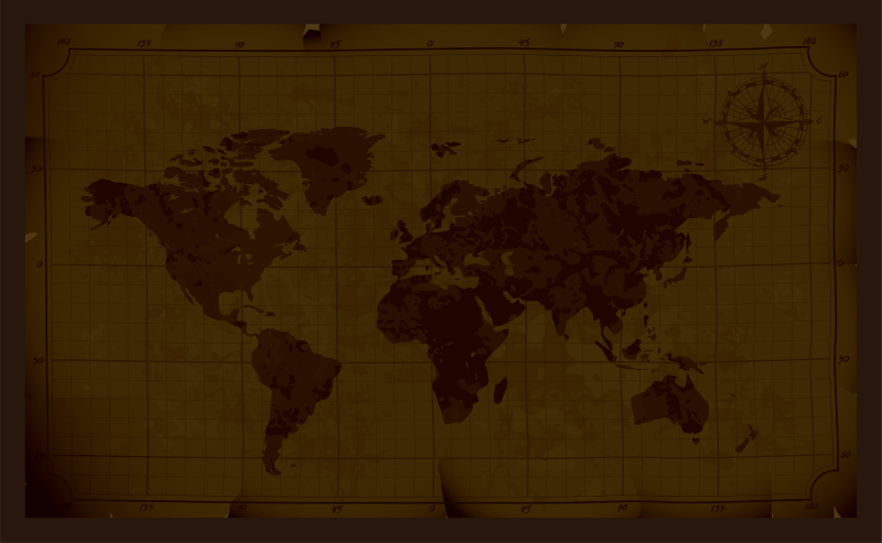 Antique brown design world map vinyl carpet - TenStickers