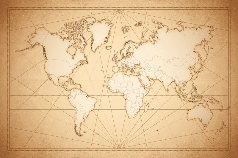 Antique beige design world map vinyl carpet - TenStickers