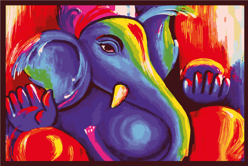 Colorful elephant artwork animal vinyl carpet - TenStickers