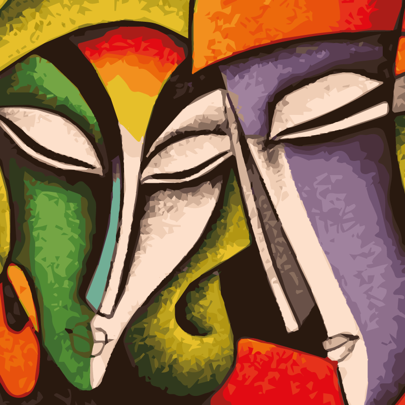 Vibrant Abstract Portraits bedroom vinyl carpet - TenStickers