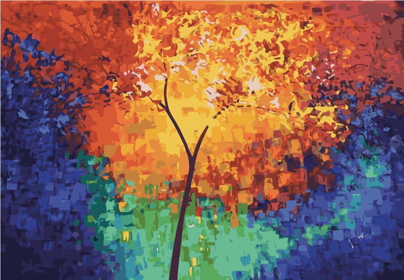 Colorful Tree Burst nature vinyl carpet - TenStickers