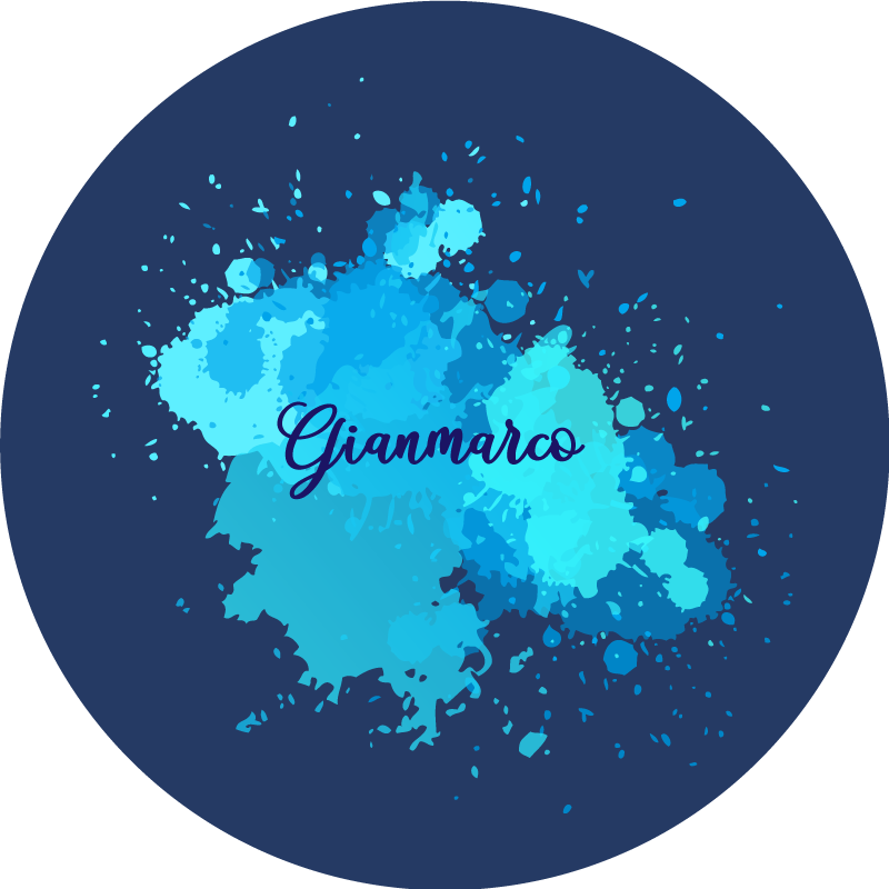 Splashing blue with name teen vinyl carpet - TenStickers