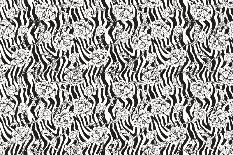 Floral Zebra Pattern animal print vinyl carpet - TenStickers