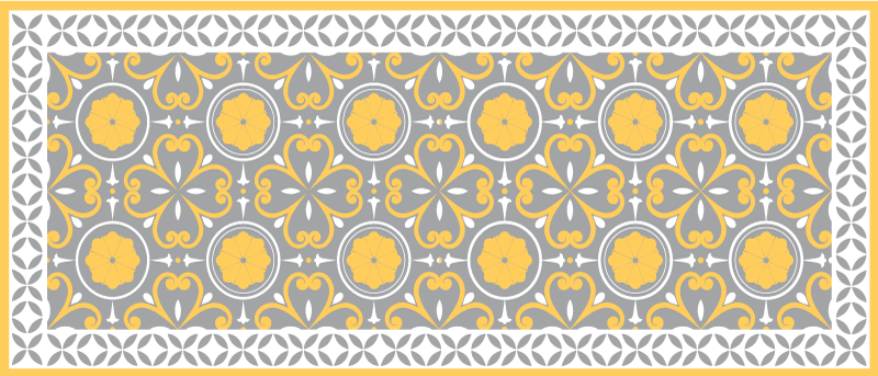 Yellow grey pattern kitchen vinyl carpet - TenStickers