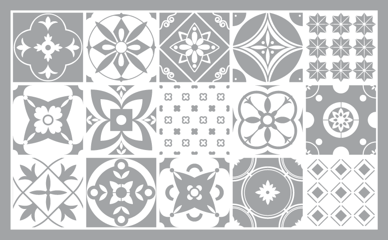 Grey elegant tile vinyl carpet - TenStickers