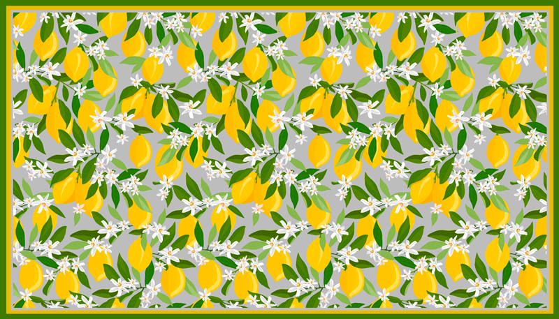 Lemon Blossom Motif kitchen vinyl carpet - TenStickers