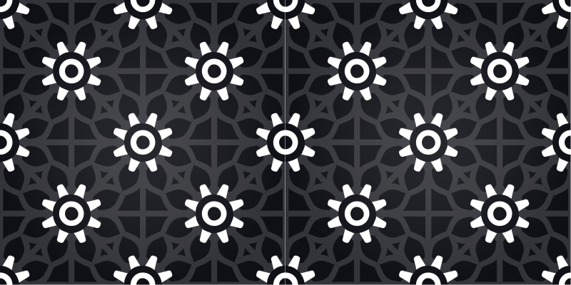 White floral print black vinyl carpet - TenStickers