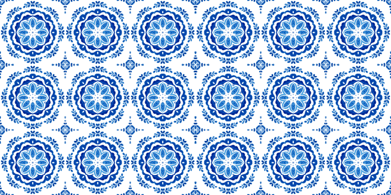 Azure blossom motifs kitchen vinyl carpet - TenStickers
