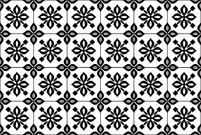 Black white mosaic living room vinyl carpet - TenStickers