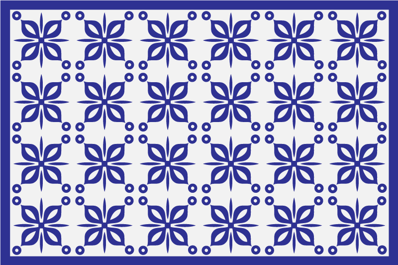 Blue floral element tile vinyl carpet - TenStickers