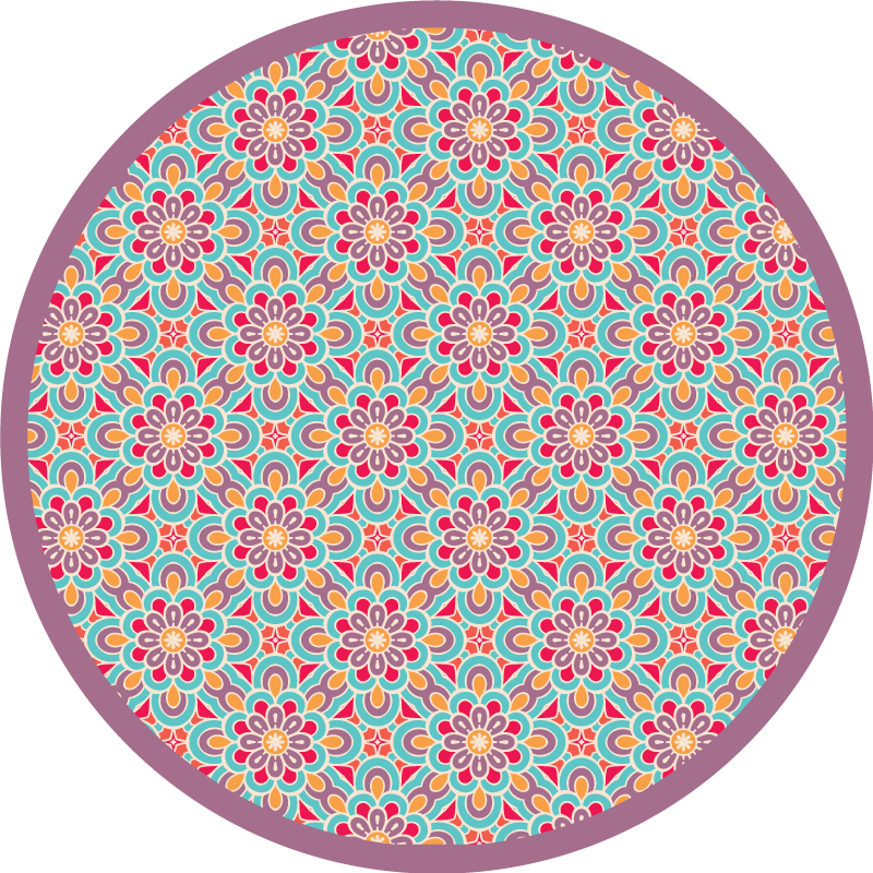 Mandala vinyl carpet with lively floral design - TenStickers