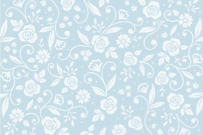 Floral vinyl carpet in floral pattern blues - TenStickers