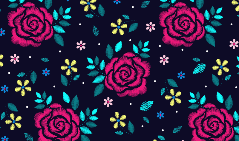 Vibrant floral motif floral vinyl carpet - TenStickers