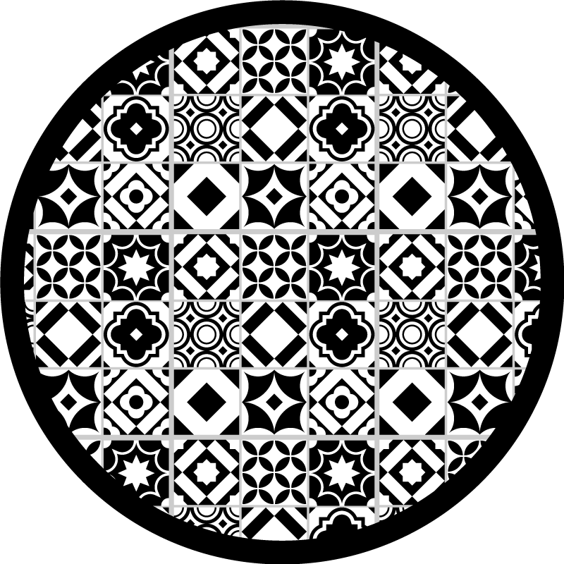 Mosaic vinyl carpet in monochrome pattern - TenStickers