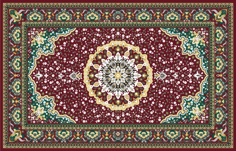 Traditional floral motif kitchen vinyl carpet - TenStickers