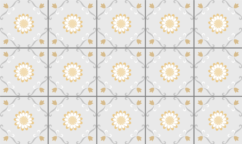 Elegant botanical design tile vinyl carpet - TenStickers