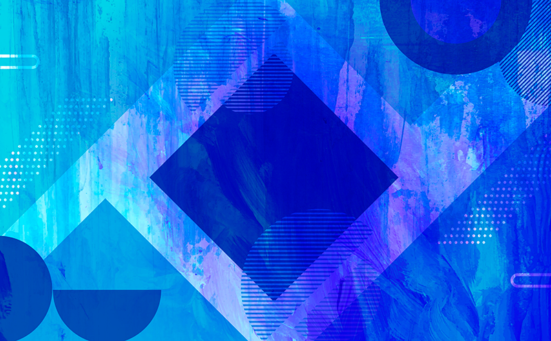 Blue Geometric Motifs minimalist vinyl carpet - TenStickers