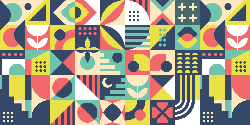 Geometric vinyl carpet with vibrant patterns - TenStickers