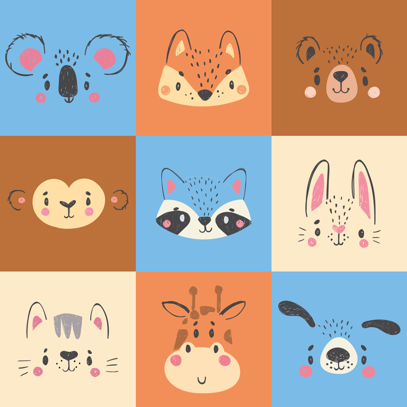 Baby animals tiles kids vinyl carpet - TenStickers