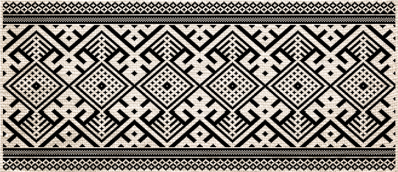 Geometric vinyl carpet in black and white design - TenStickers