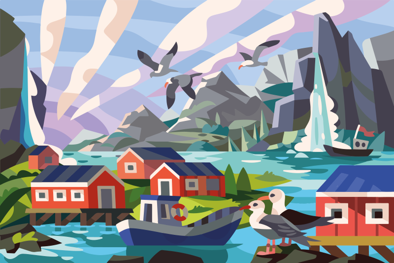 Norwegian coast nature vinyl carpet - TenStickers