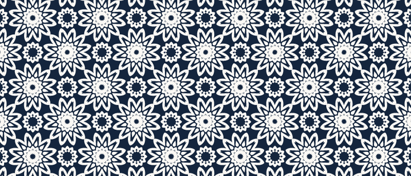 Navy floral design kitchen vinyl carpet - TenStickers