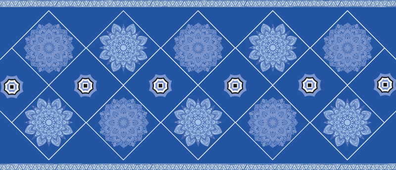 Blue floral elements bathroom vinyl carpet - TenStickers