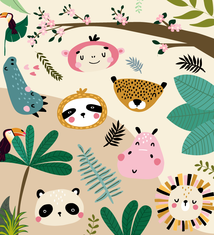 Animal Friends Pattern nursery vinyl carpet - TenStickers