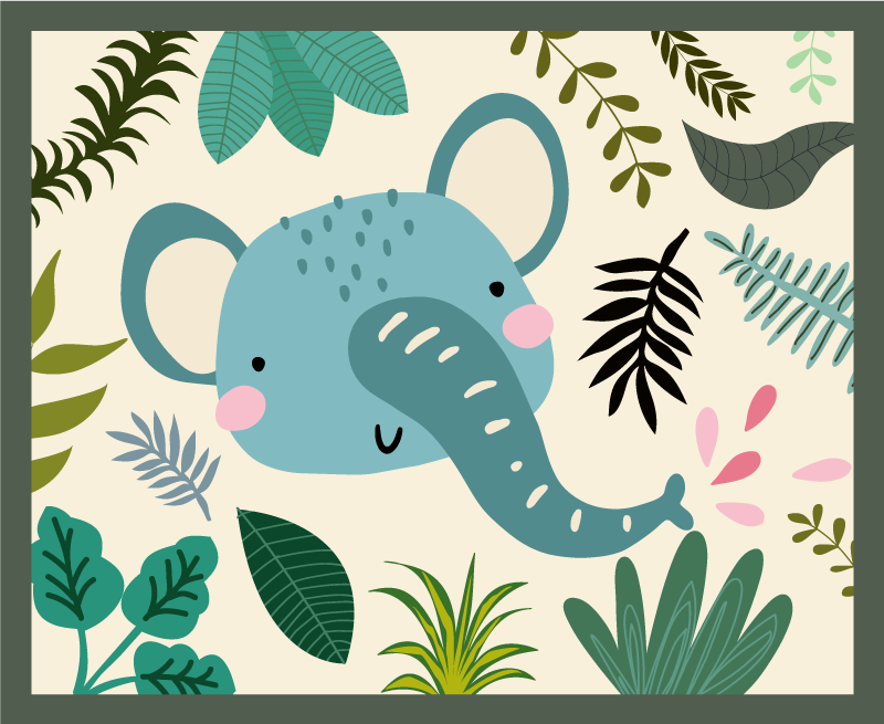 Elephant illustration nursery vinyl carpet - TenStickers