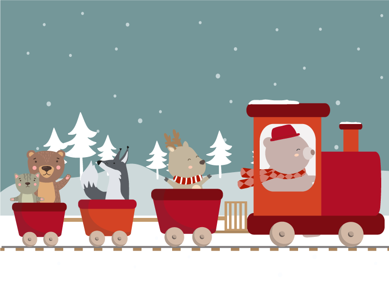 Animal Train Adventure kids vinyl carpet - TenStickers