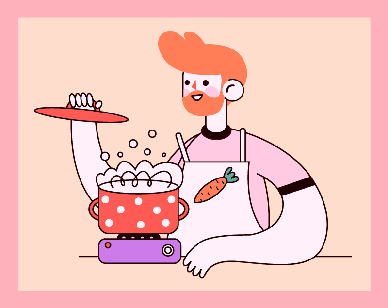 Red-haired man cooking kitchen vinyl carpet - TenStickers