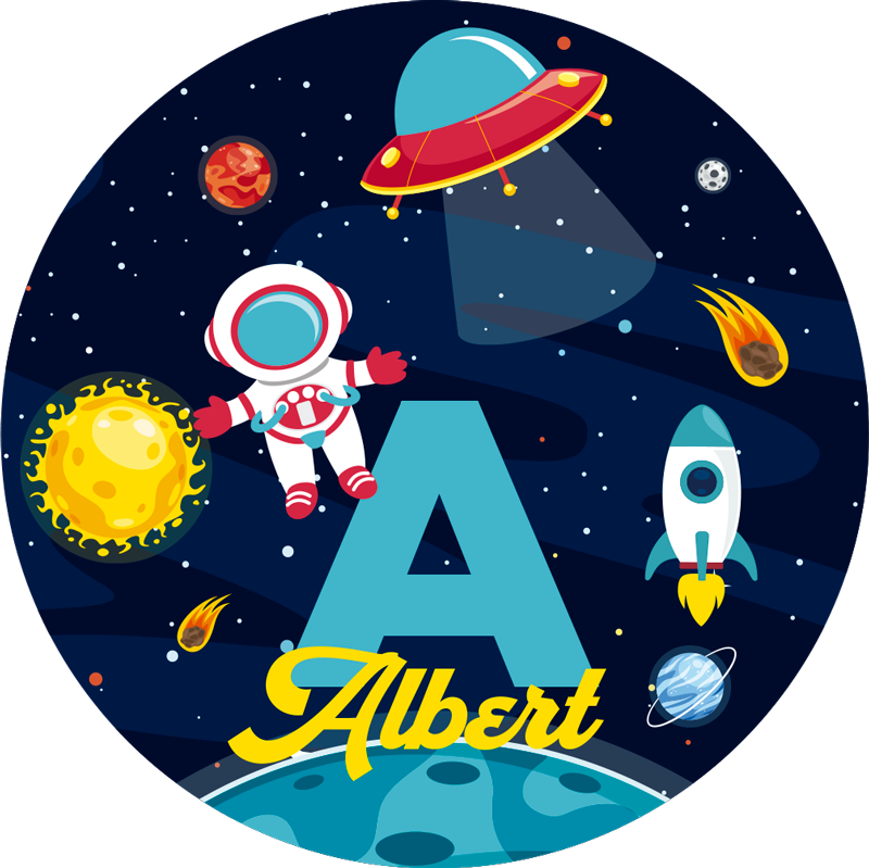 Custom name in space kids vinyl carpet - TenStickers