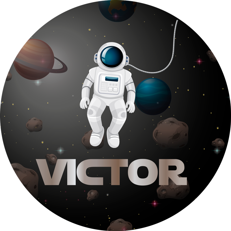 Universe astronaut with name kids vinyl carpet - TenStickers