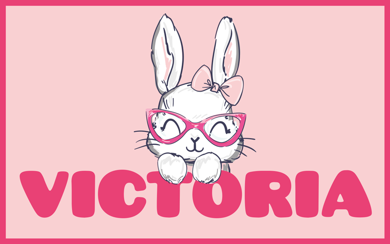 Bunny with glasses and name kids vinyl carpet - TenStickers