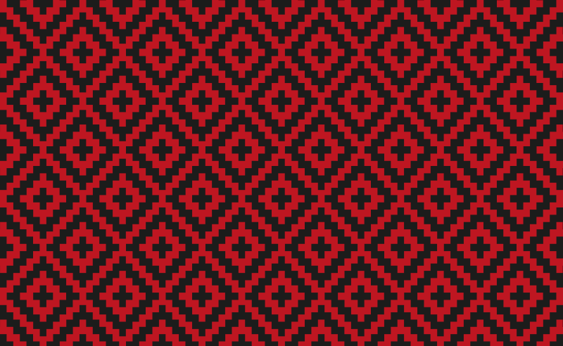 Red patterned geometry dining room vinyl carpet - TenStickers