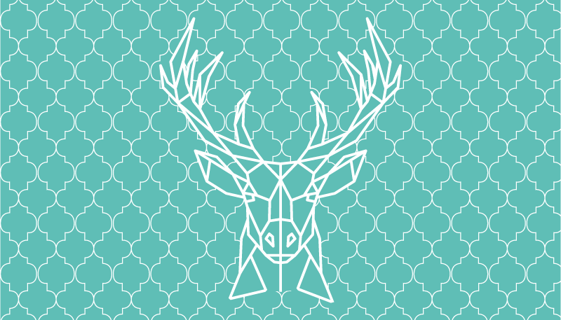 Turquoise origami stag animal vinyl carpet - TenStickers
